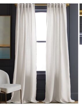 NWT QUINCE 48x96 European Linen Curtains Cream 7104